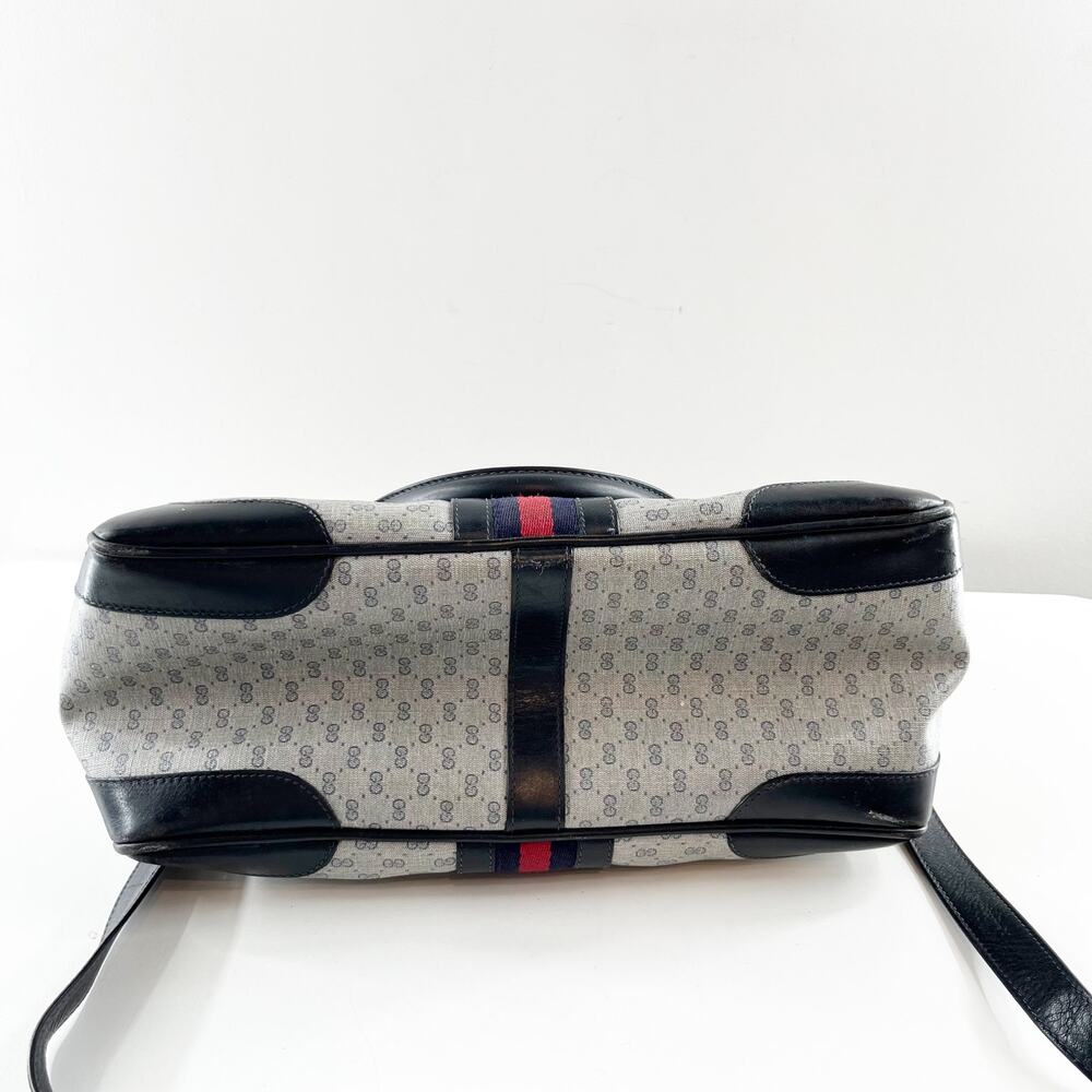 Gucci Ophidia Vintage Canvas Micro GG Monogram Messenger Bag Satchel Gray Black - Picture 10 of 12
